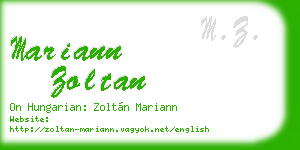 mariann zoltan business card