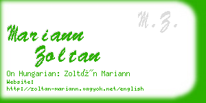 mariann zoltan business card